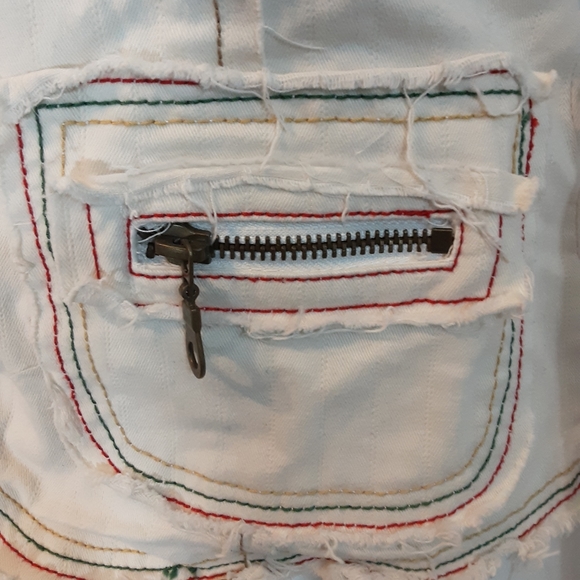 West 36th Western Frayed Edges Zipped Up Embroidered Denim Jacket Small - Picture 5 of 8